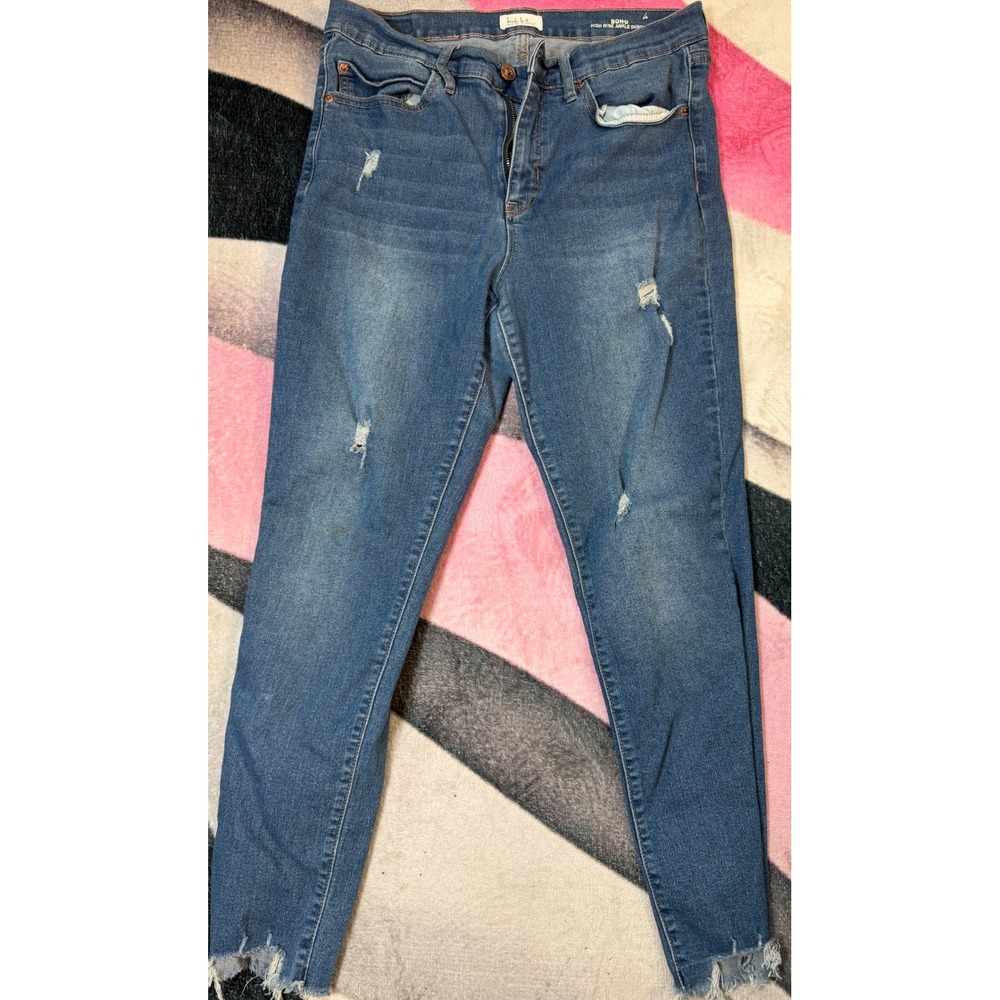 Nicole Miller New York Soho High Rise Ankle Skinny Jeans Distressed Blue Size 10